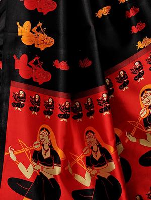 conversational printed saree with blouse - 15939994 - Standard Image - 4