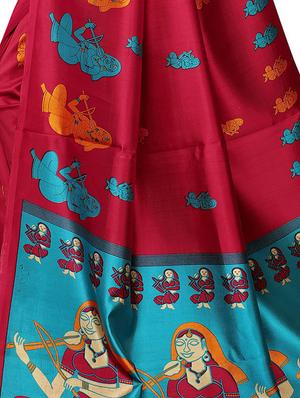 conversational printed saree with blouse - 15939996 - Standard Image - 4