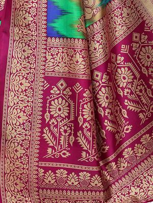 bird motif printed saree with blouse - 15940009 - Standard Image - 4
