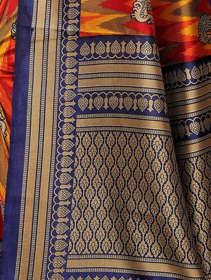 bird motif printed saree with blouse - 15940018 - Standard Image - 4