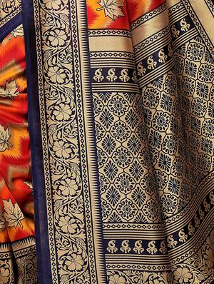 ethnic motif printed saree with blouse - 15940030 - Standard Image - 4