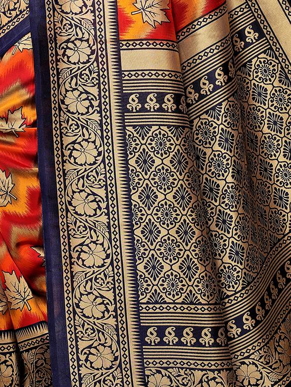 ethnic motif printed saree with blouse - 15940030 - Zoom Image - 4