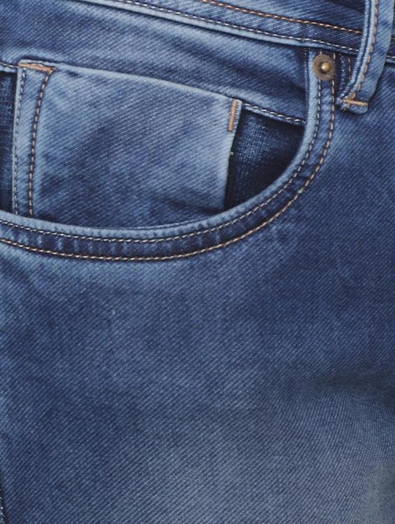 blue cotton blend washed jeans - 15940154 - Zoom Image - 4