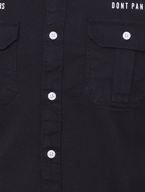 black solid casual shirt - 15940393 - Zoom Image - 4