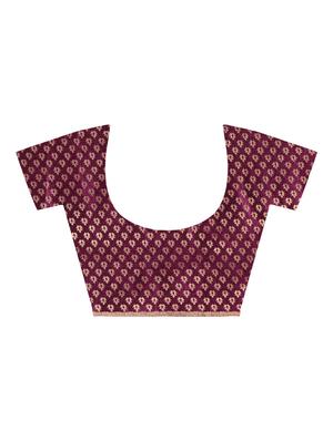 zari border burgundy saree with blouse - 15940659 - Standard Image - 4