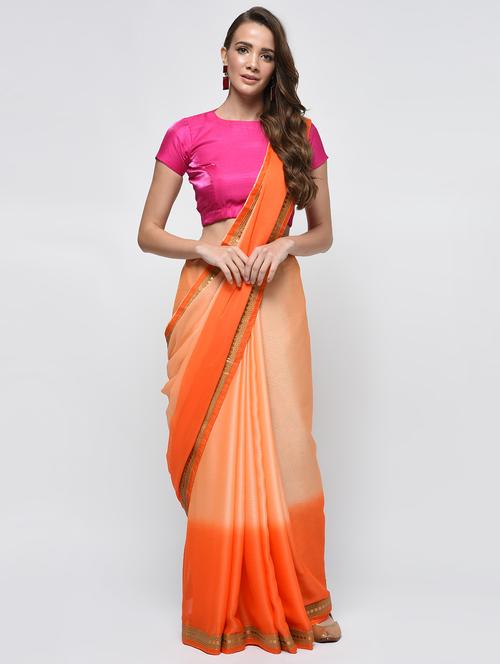 zari border ombre saree with blouse - 15940665 - Standard Image - 1