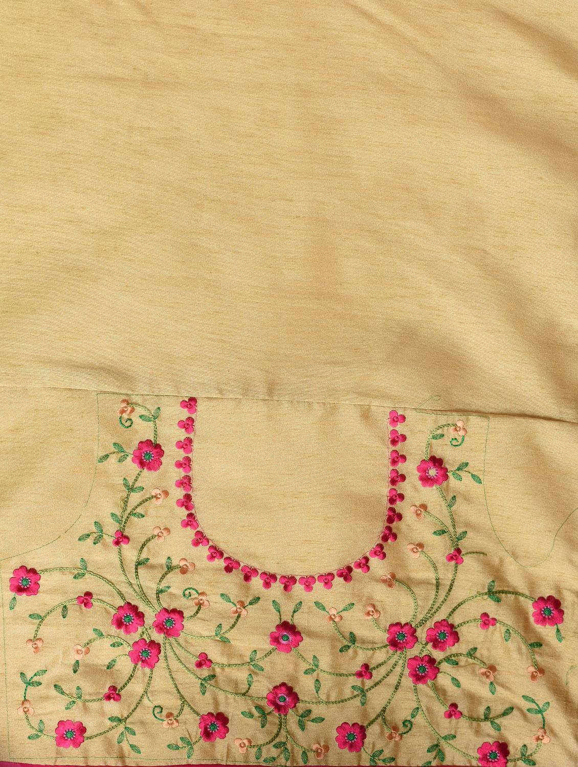 floral embroidered border saree with blouse - 15940676 - Zoom Image - 4