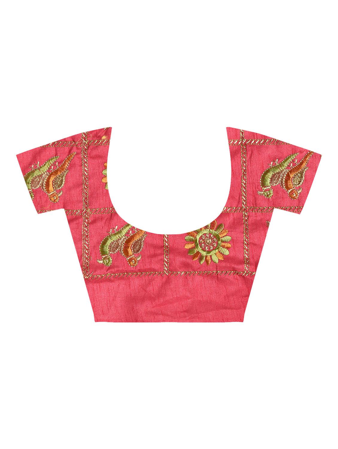 chevron motif orange woven saree with blouse - 15940837 - Zoom Image - 4