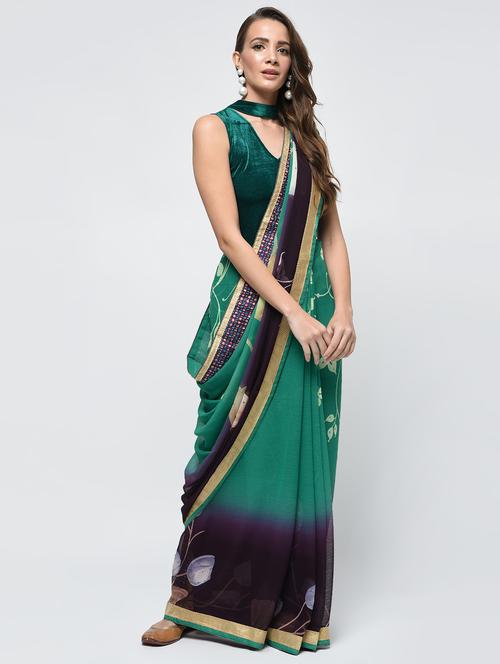 lace border embellished saree with blouse - 15940838 - Standard Image - 1