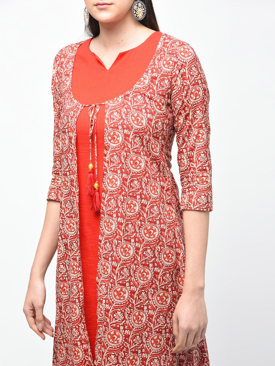 kalamkari printed a-line kurta - 15941147 - Zoom Image - 4
