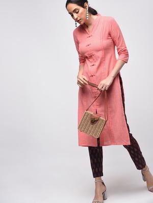 pintucks solid straight kurta - 15941156 - Standard Image - 4
