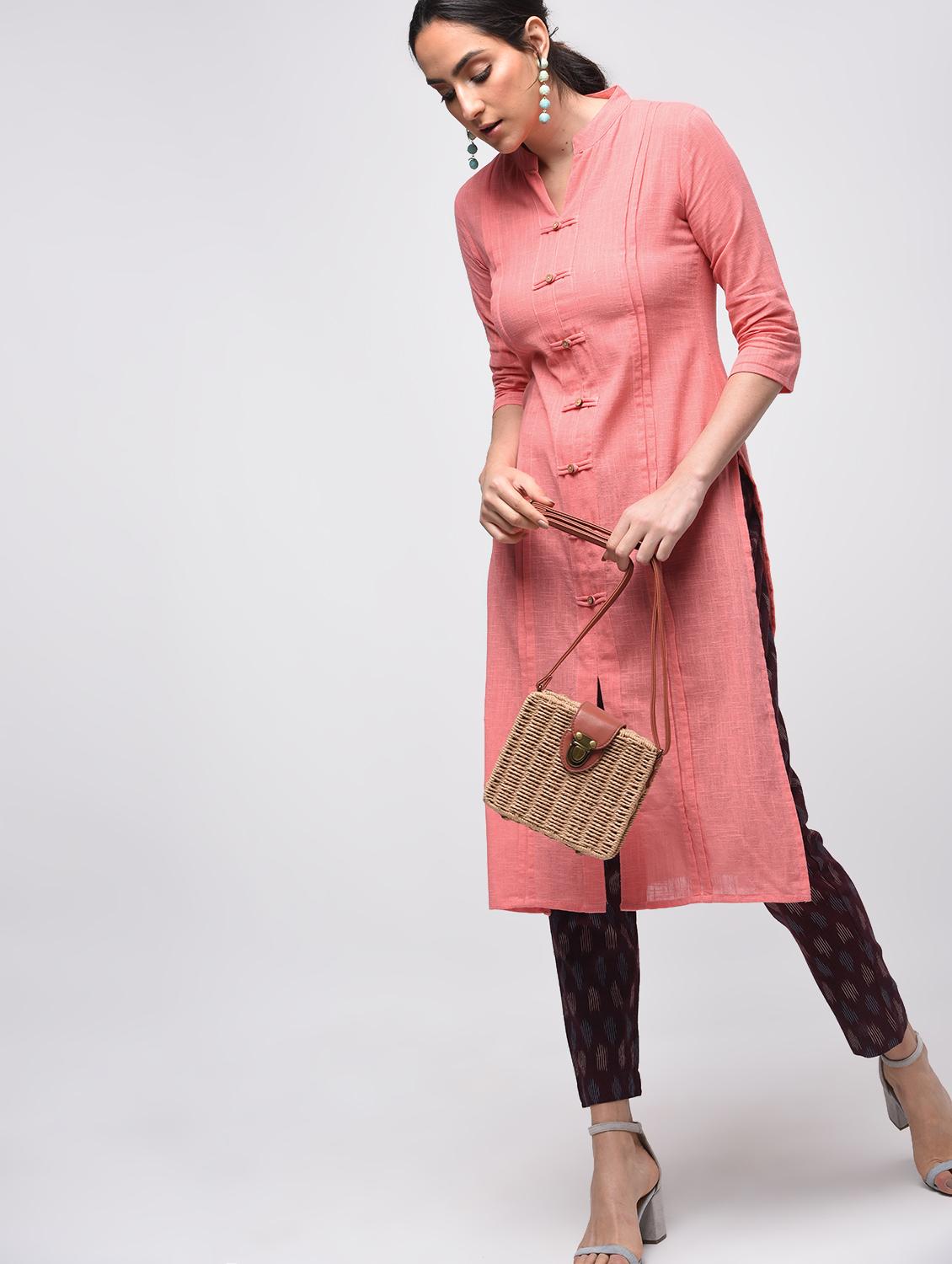 pintucks solid straight kurta - 15941156 - Zoom Image - 4