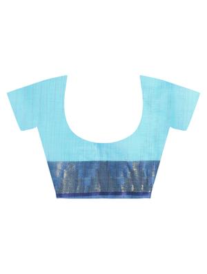 sky blue cotton tant saree - 15941999 - Standard Image - 4