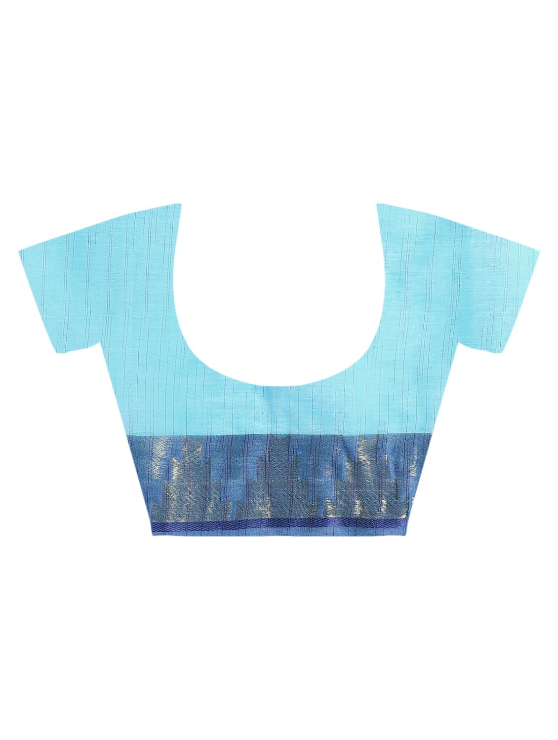 sky blue cotton tant saree - 15941999 - Zoom Image - 4