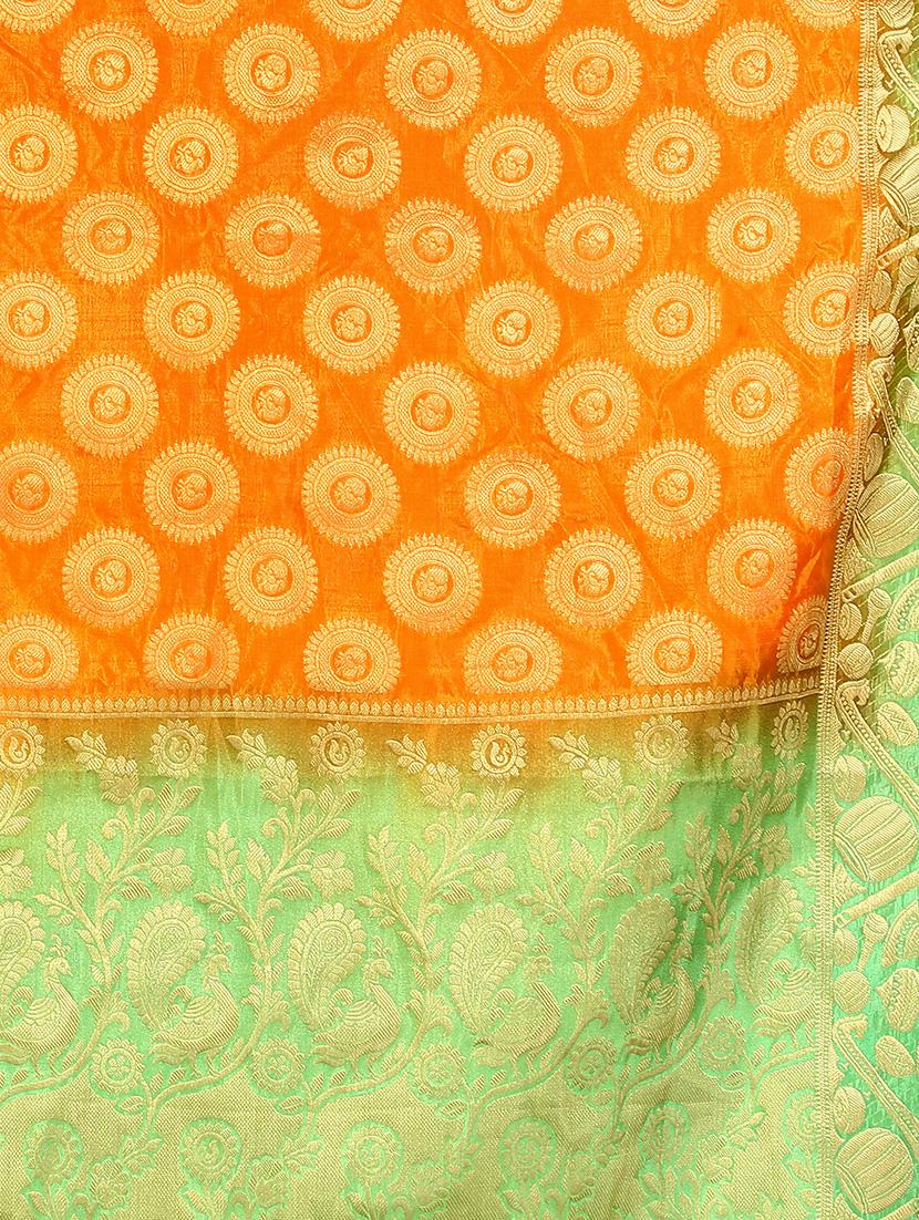 ethnic motif woven saree with blouse - 15942824 - Zoom Image - 4