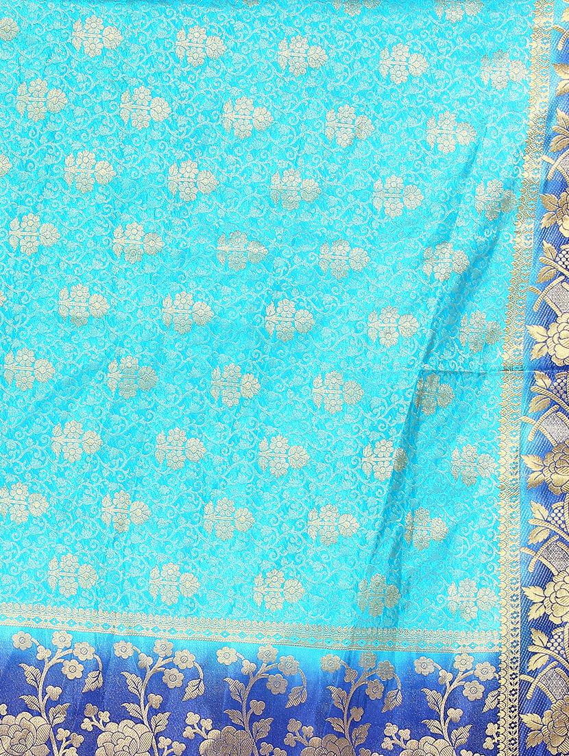 floral woven saree with blouse - 15942839 - Zoom Image - 4