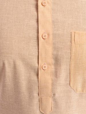 beige linen kurta pyjama set - 15943240 - Standard Image - 4