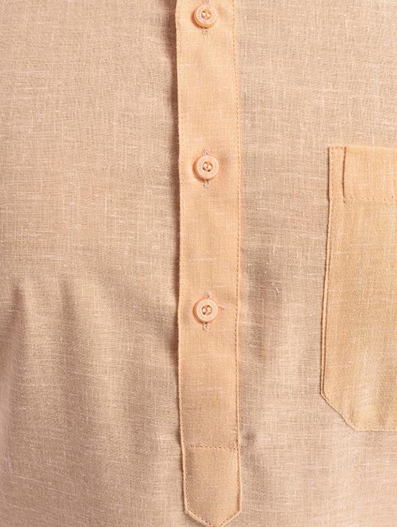 beige linen kurta pyjama set - 15943240 - Zoom Image - 4