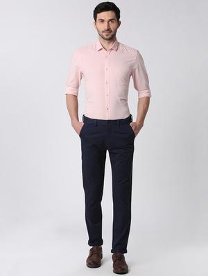 navy blue cotton blend chinos - 15943270 - Standard Image - 4