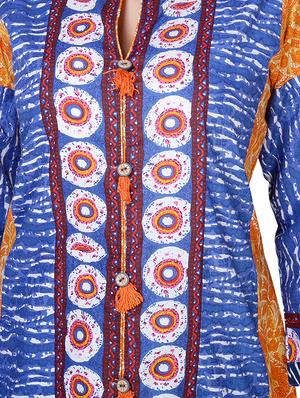 printed a-line kurta with tassels - 15943571 - Standard Image - 4