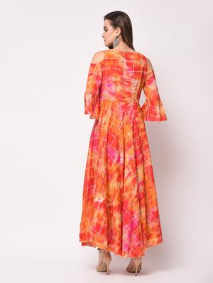 checkered flared kurta - 15943724 - Standard Image - 4