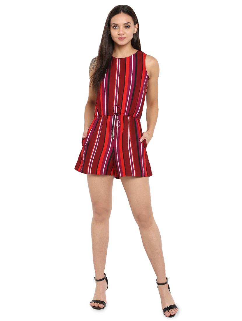 drawstring waist striped romper - 15945357 - Zoom Image - 4