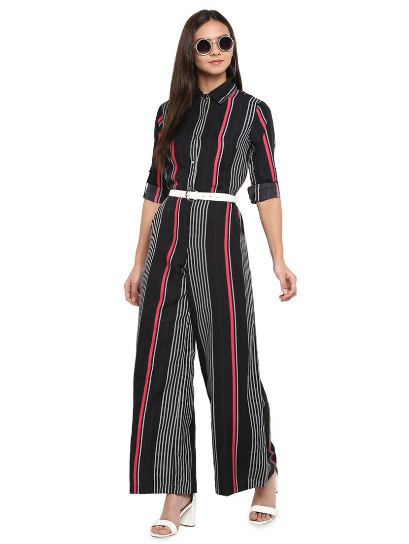 roll up sleeved striped jumpsuit - 15945360 - Zoom Image - 4
