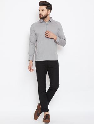 grey cotton short kurta - 15945657 - Standard Image - 4