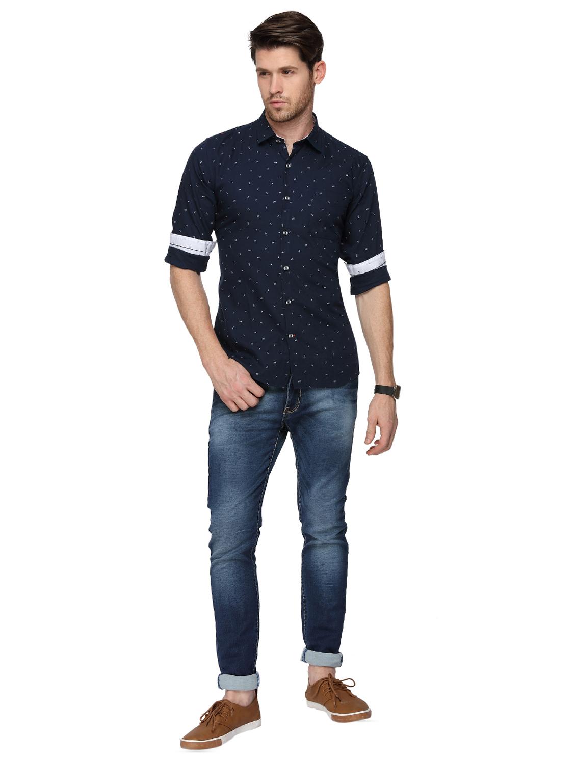 navy blue printed casual shirt - 15946166 - Zoom Image - 4