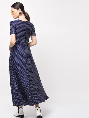 polka dots flared maxi dress - 15946333 - Standard Image - 4