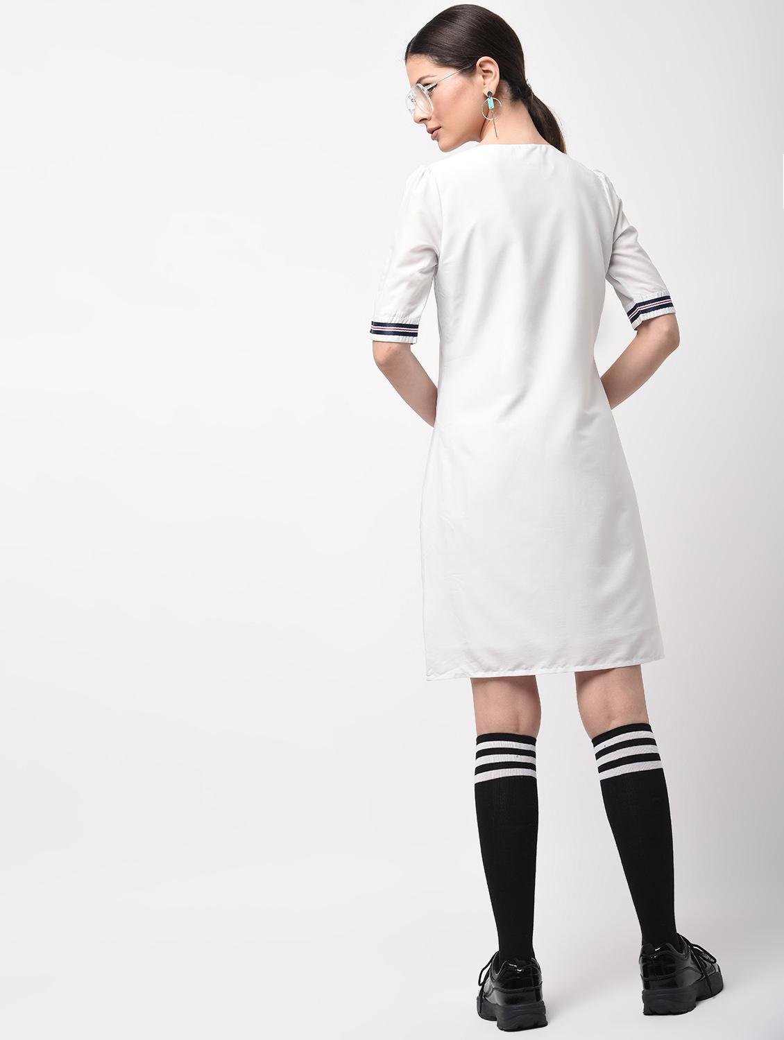 contrast laced a-line dress - 15946347 - Zoom Image - 4