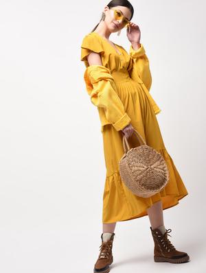 tie back ruffle detail a-line dress - 15946353 - Standard Image - 4
