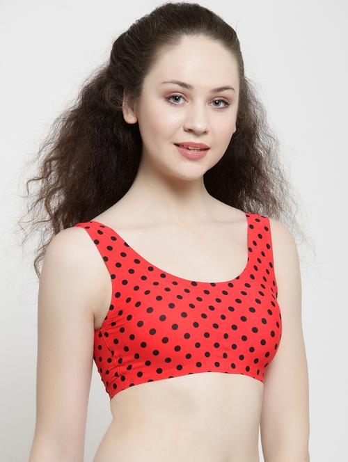 scoop neck polka dots sports bra - 15948742 - Standard Image - 1