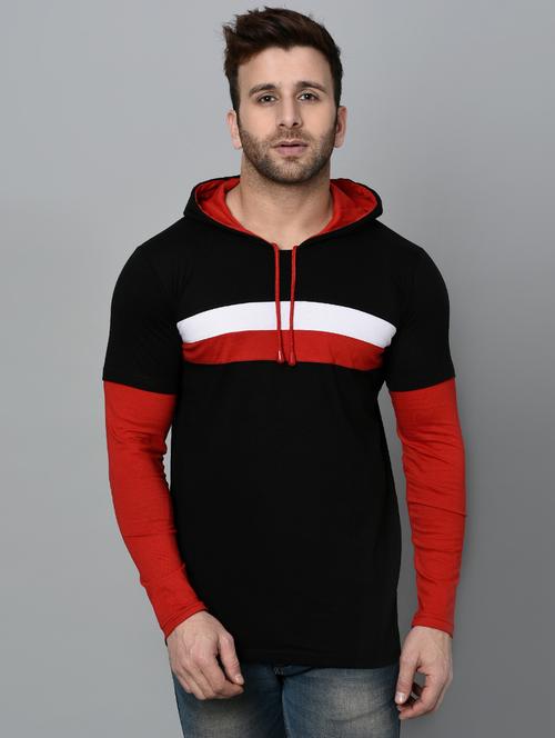 black cotton cut and sew t-shirt - 15950359 - Standard Image - 1