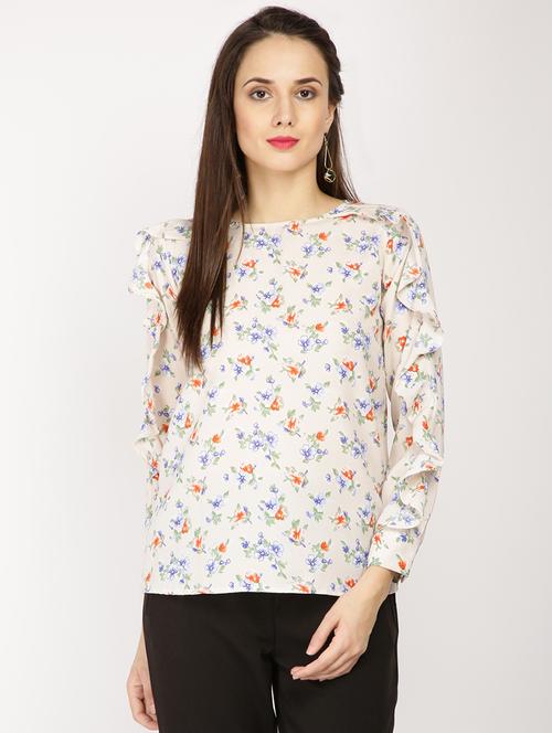 ruffle detail floral top - 15951565 - Standard Image - 1