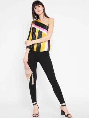 tie back striped single shoulder top - 15951629 - Standard Image - 4