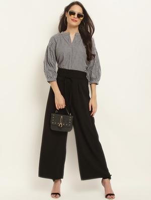 mandarin neck checkered top - 15951672 - Standard Image - 4