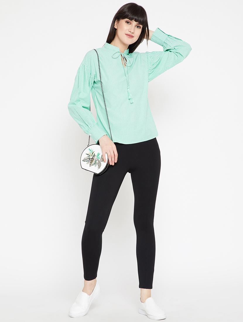 tie up neck striped top - 15951674 - Zoom Image - 4