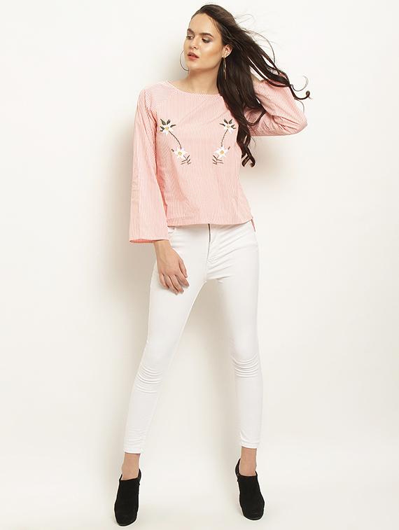 round neck embroidered top - 15951776 - Zoom Image - 4