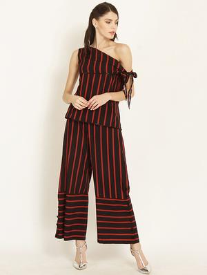 one shoulder self tie striped top - 15951782 - Standard Image - 4