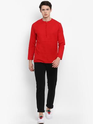 red solid short kurta - 15952906 - Standard Image - 4
