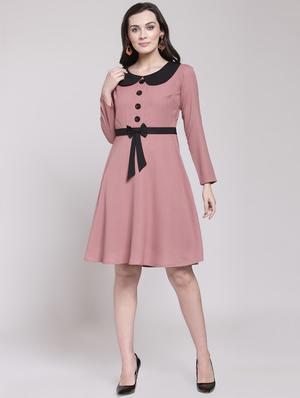 contrast detail a-line dress - 15953266 - Standard Image - 4