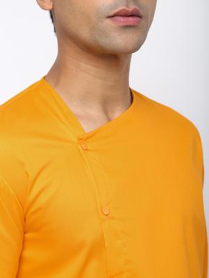 yellow solid asymmetric kurta - 15953794 - Standard Image - 7