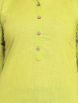 Roll up sleeved solid straight kurta - 15953967 - Standard Image - 4