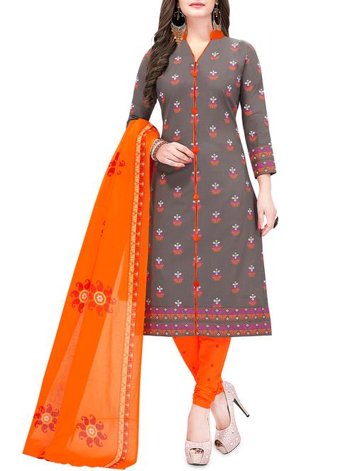 printed unstitched churidaar suit - 15954221 - Standard Image - 1