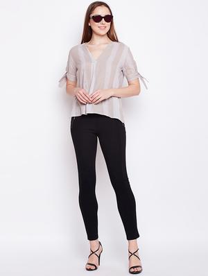 tie up checkered striped top - 15956984 - Standard Image - 4