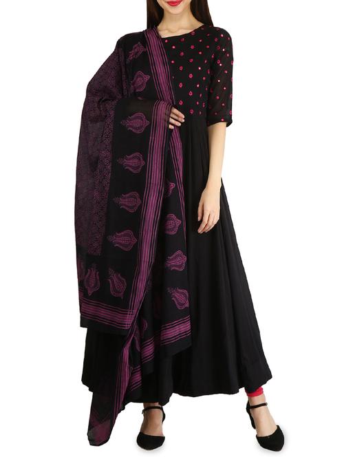 Embroidered kalidaar kurta with dupatta set - 15958615 - Very Small Image - 1