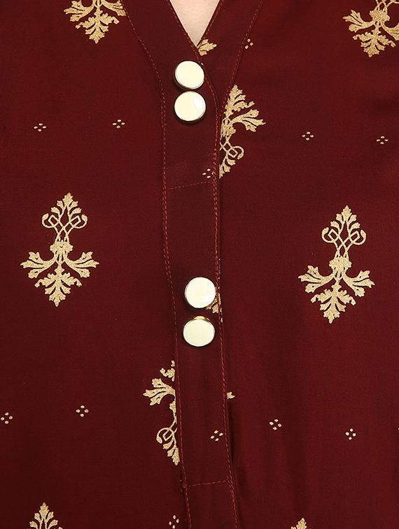 Foil print straight kurta - 15958669 - Zoom Image - 4