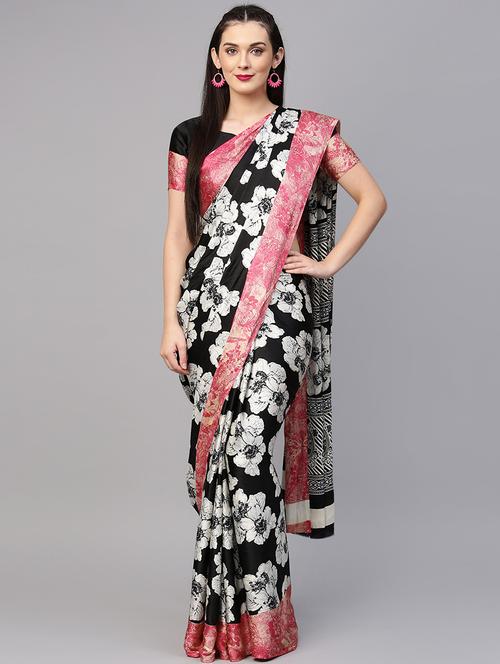 floral printed saree with blouse - 15958925 - Standard Image - 1