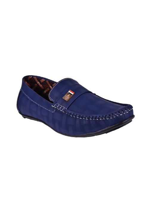 blue leatherette slip on loafers - 15963413 - Standard Image - 1